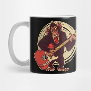 Vintage Chimpanzee Guitar Player Graphic Mug